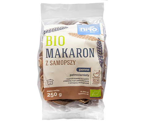 BIO Makaron pełnoziarnisty z SAMOPSZY 250 g PENNE - POMOCJA -30% (DATA: 30.11.23)