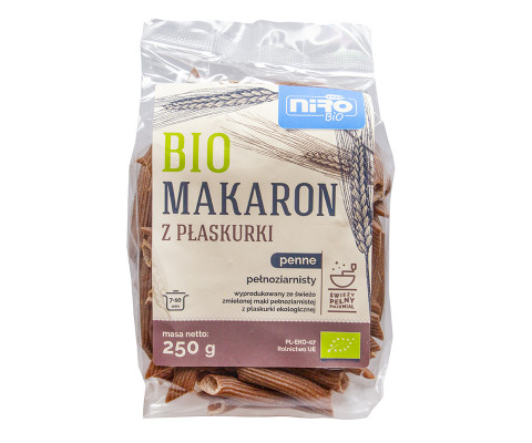 BIO Makaron pełnoziarnisty z PŁASKURKI PENNE 250g