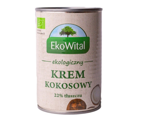 BIO Krem kokosowy 22% tłuszczu (mleczko kokosowe) 400ml