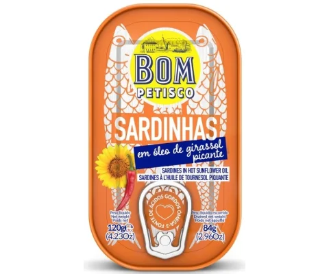 Sardynki portugalskie w pikantnym oleju słonecznikowym 120g