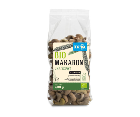 BIO pełnoziarnisty makaron orkiszowy TRZY KOLORY 400g