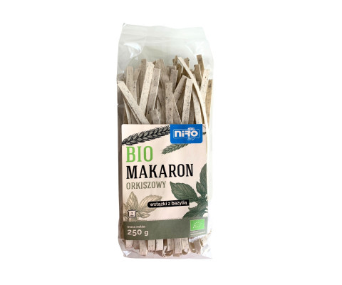 BIO biały makaron orkiszowy WSTĄŻKI Z BAZYLIĄ 250 g
