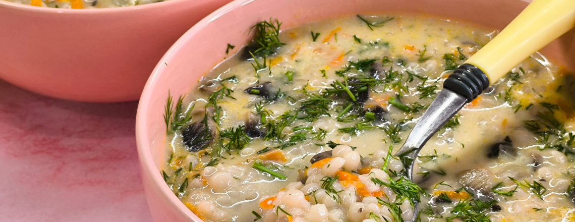 Zupa pieczarkowa z kuskusem perłowym